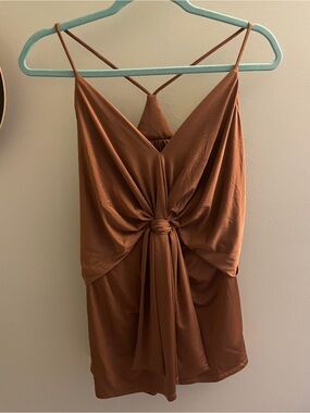 Express Brown Knot-Front Blouse
